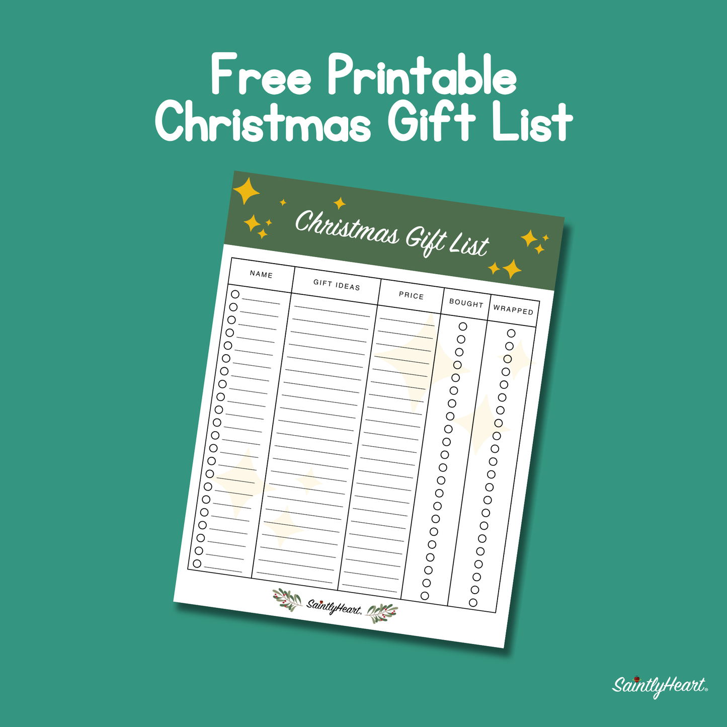 Free Printable Christmas Wishlist