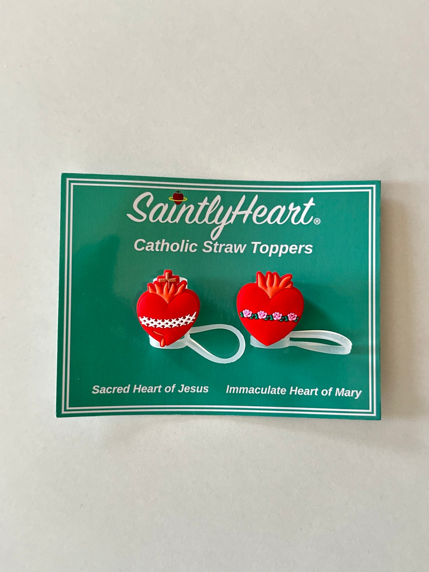 Catholic Straw Toppers: Holy Hearts (a 2 pack!) - Saintly Heart
