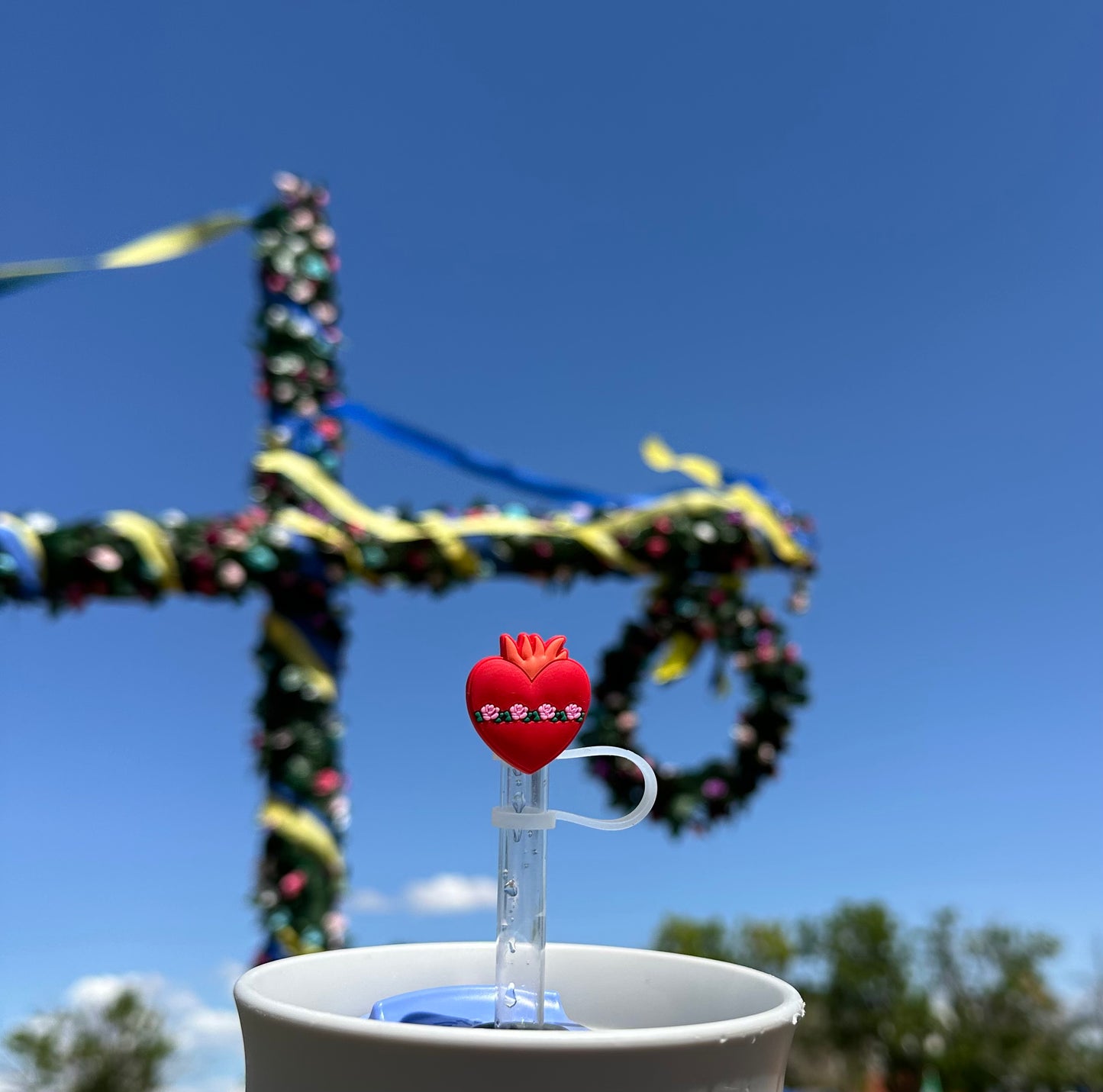 Catholic Straw Toppers: Holy Hearts (a 2 pack!) - Saintly Heart