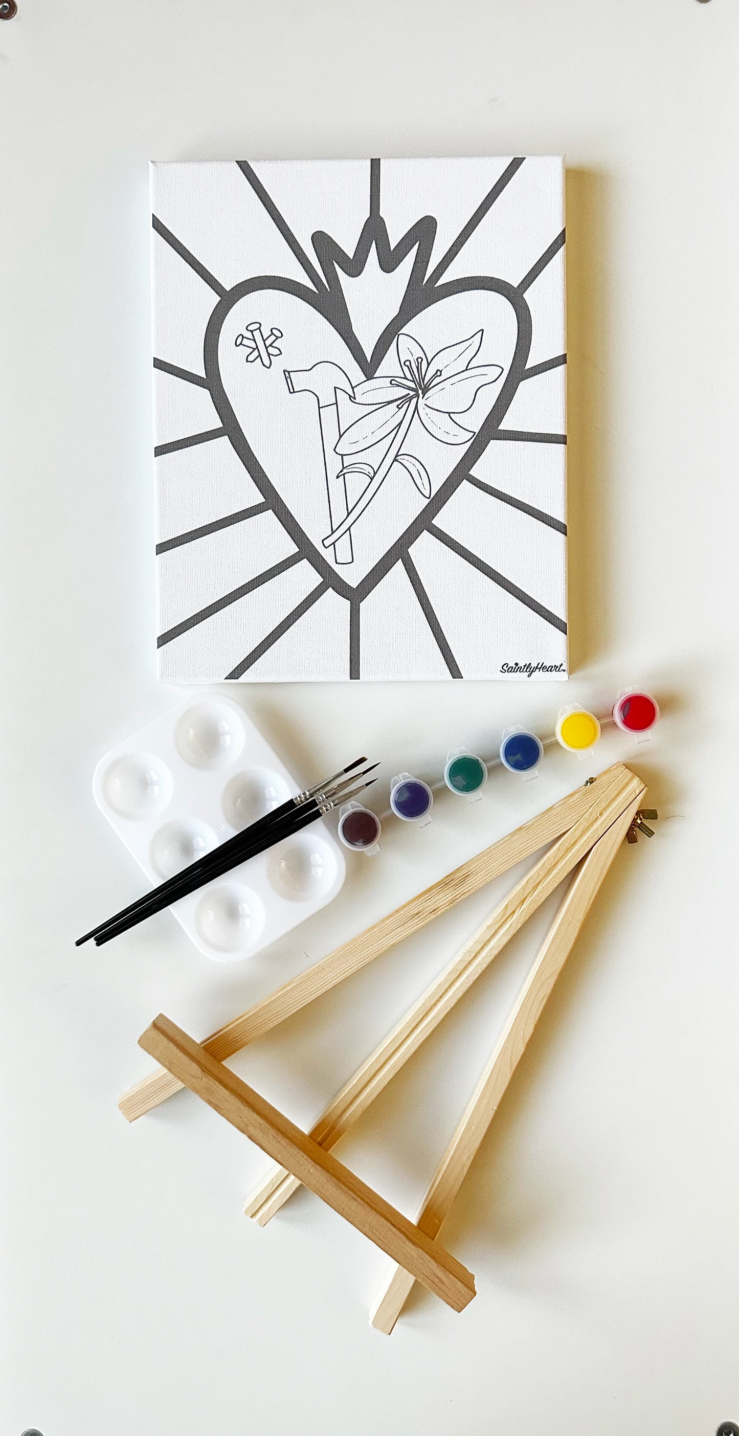 Paint & Pray Canvas Art Kit - Saintly Heart