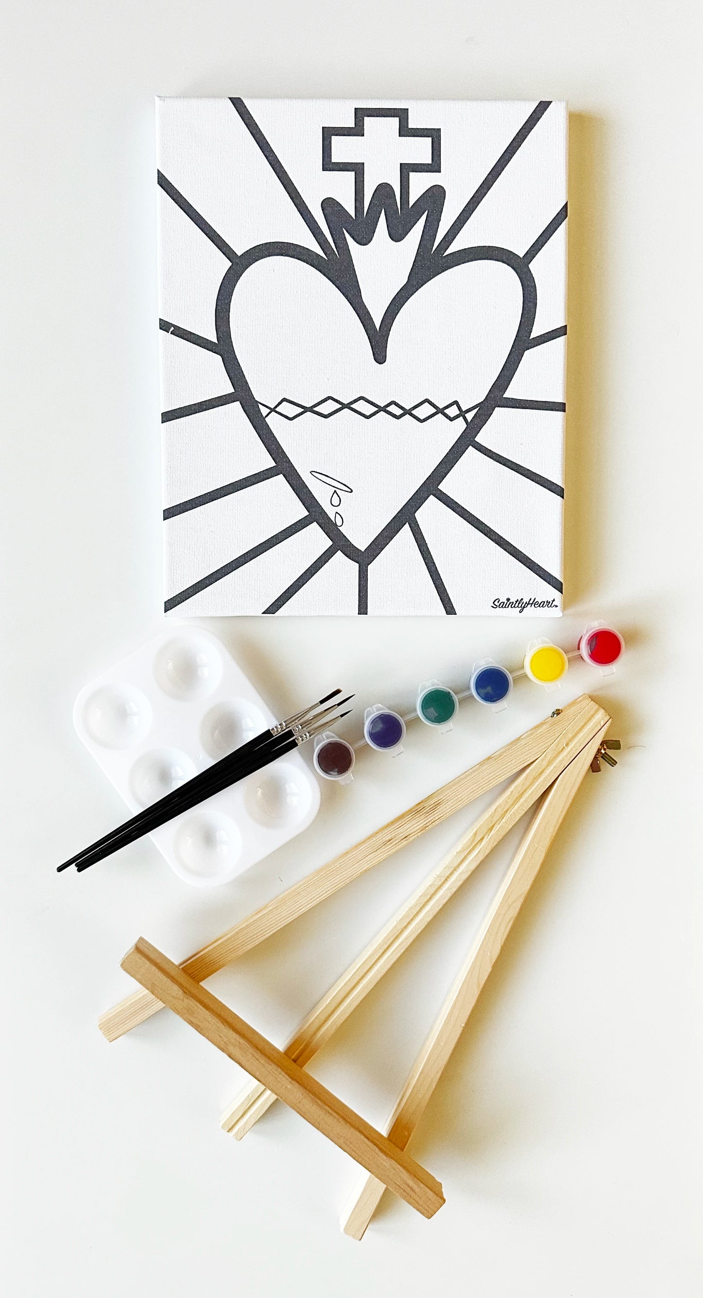 Paint & Pray Canvas Art Kit - Saintly Heart