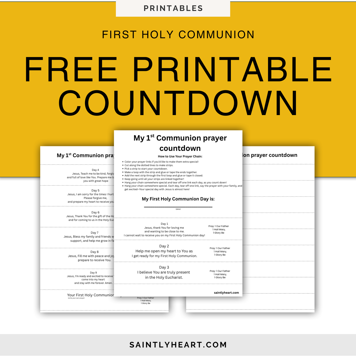 Free Printable: First Communion Prayer Countdown