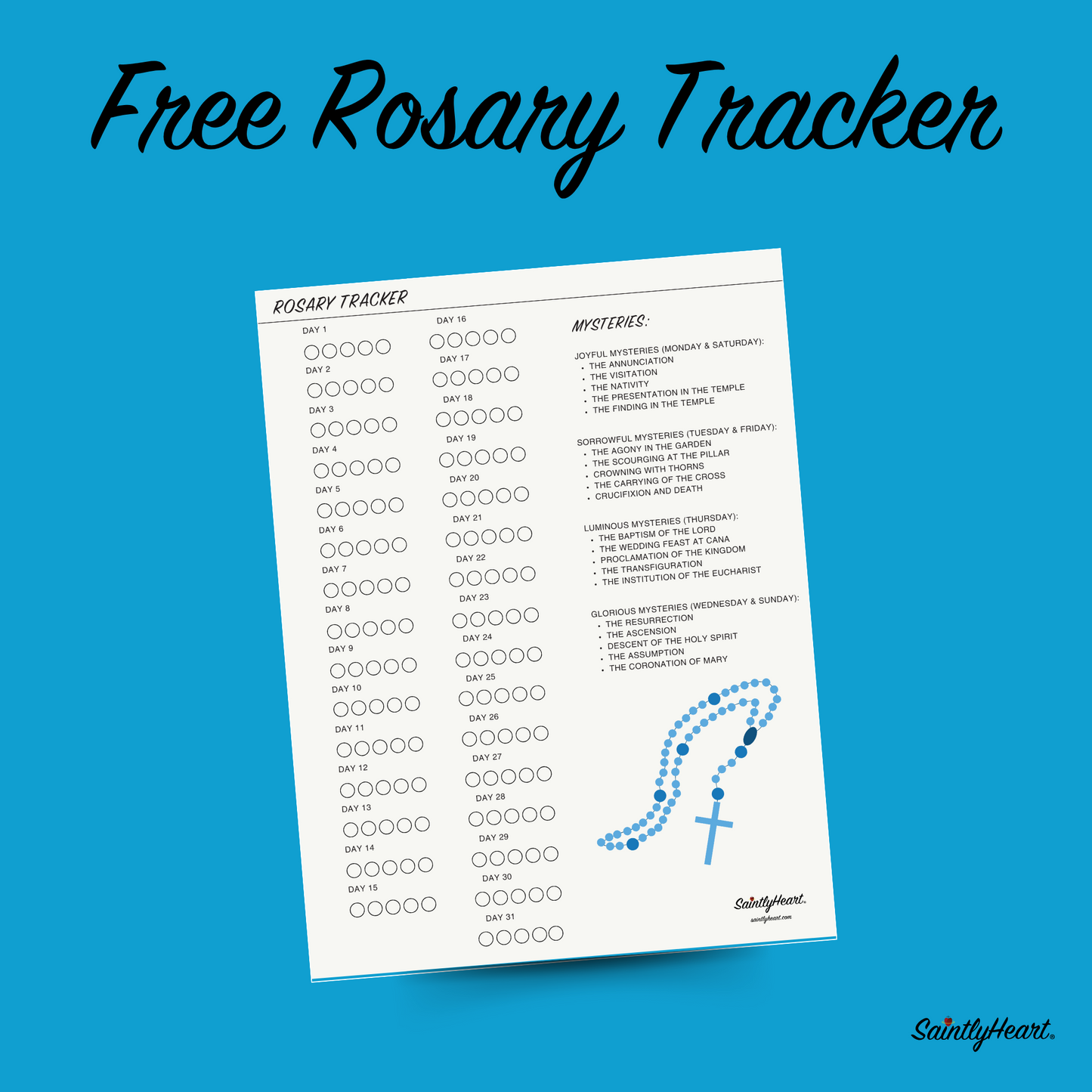 Rosary Tracker Free Printable - Saintly Heart