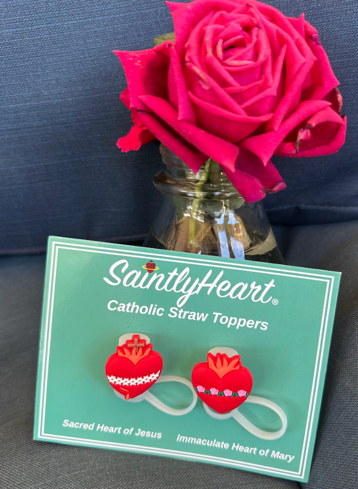 Catholic Straw Toppers: Holy Hearts (a 2 pack!) - Saintly Heart
