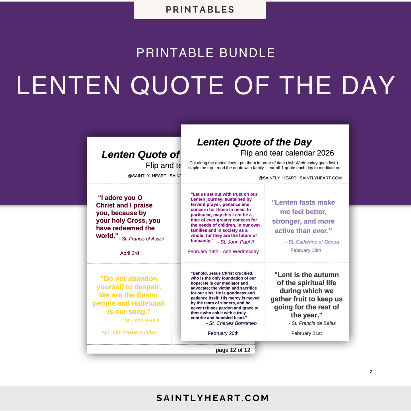 2026 Lenten Quote Calendar
