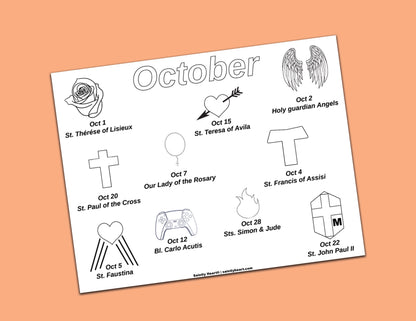 October Feast Days Mat and Calendar