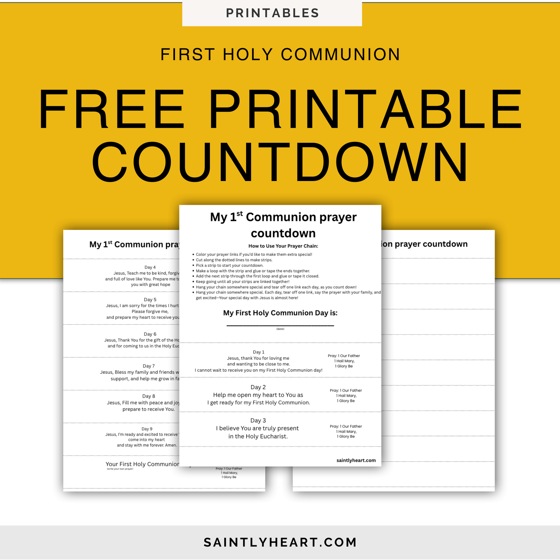 free-printable-first-communion-prayer-countdown-saintly-heart for First Holy Communion Free Printables Free Printable: First Communion Prayer Countdown - Saintly Heart for First Holy Communion Free Printables