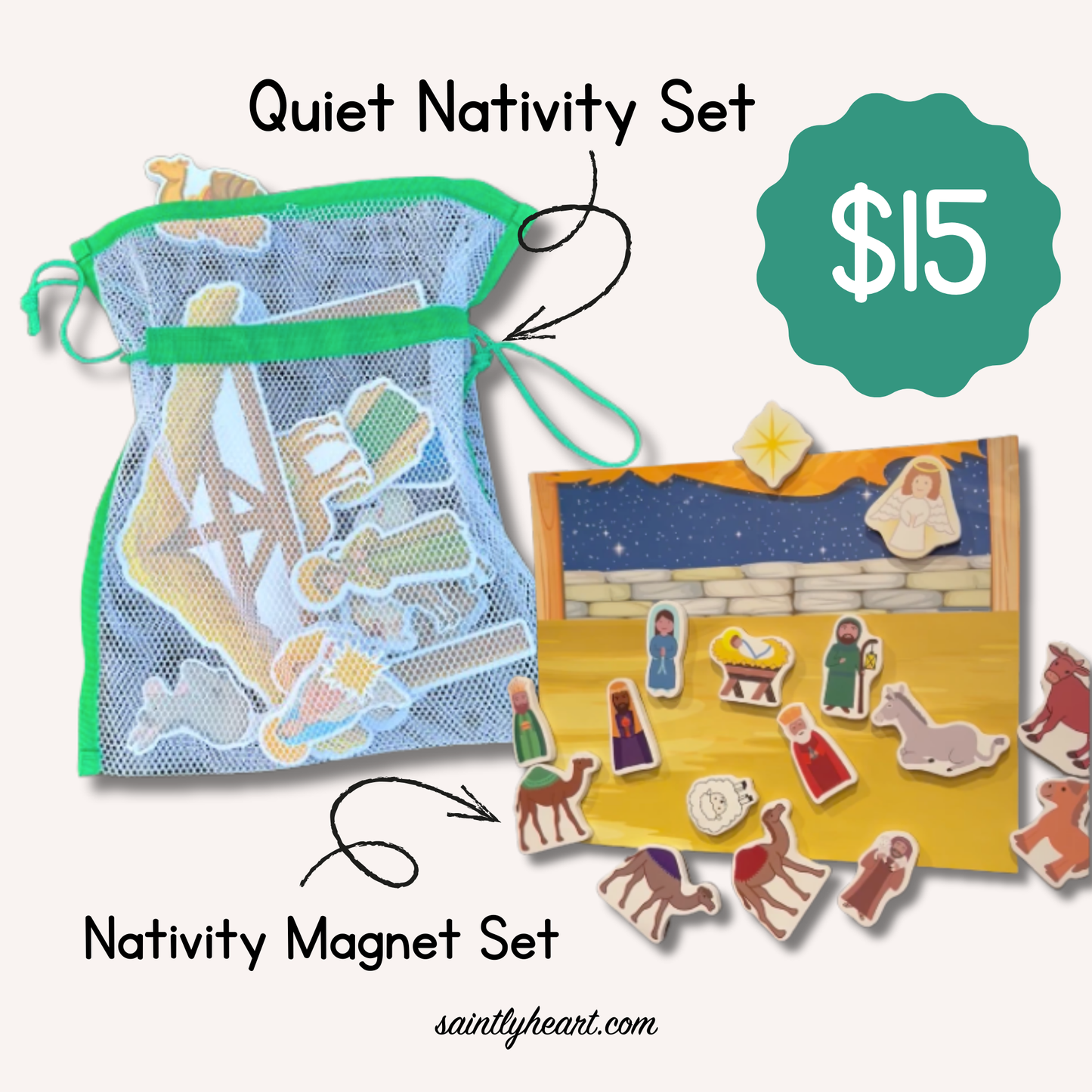 Bundle: Quiet Nativity Set & Nativity Magnet Set