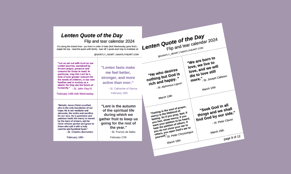 2024 Lenten Quote Calendar