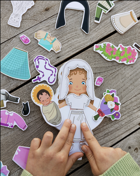 My Saint Thérèse, A magnetic wooden dress-up doll set