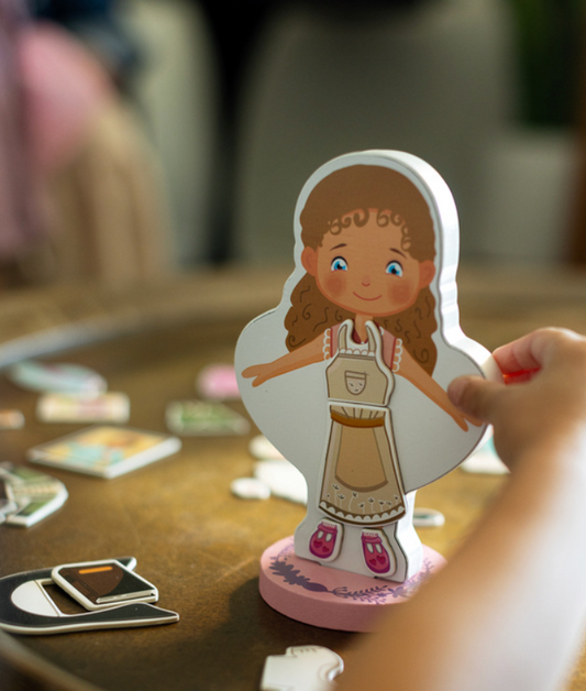 My Saint Thérèse, A magnetic wooden dress-up doll set