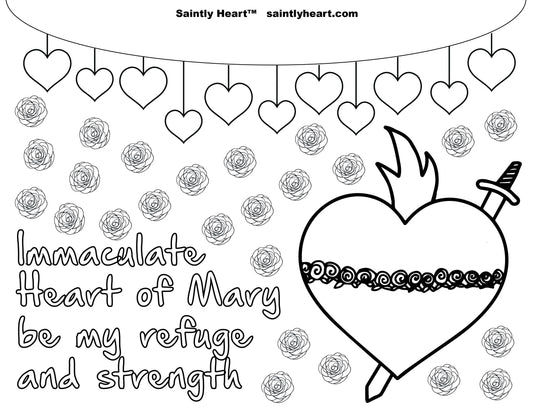 Sacred Heart Of Jesus/ Immaculate Heart Of Mary Color Sheet