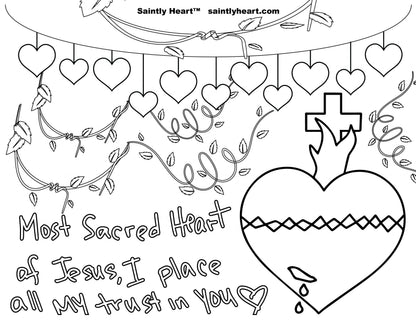 Sacred Heart Of Jesus/ Immaculate Heart Of Mary Color Sheet