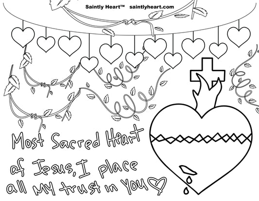 Sacred Heart Of Jesus/ Immaculate Heart Of Mary Color Sheet